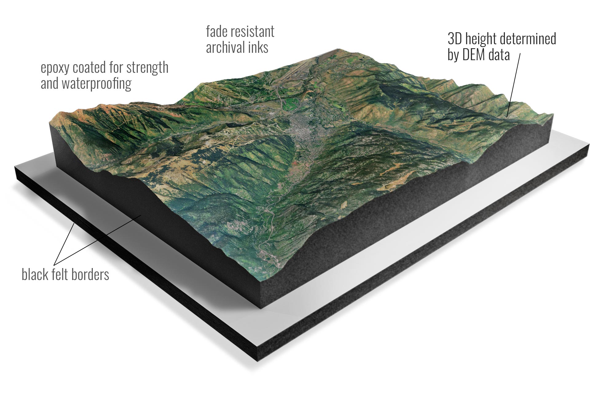 3D Raised Relief Map Model Decor WhiteClouds