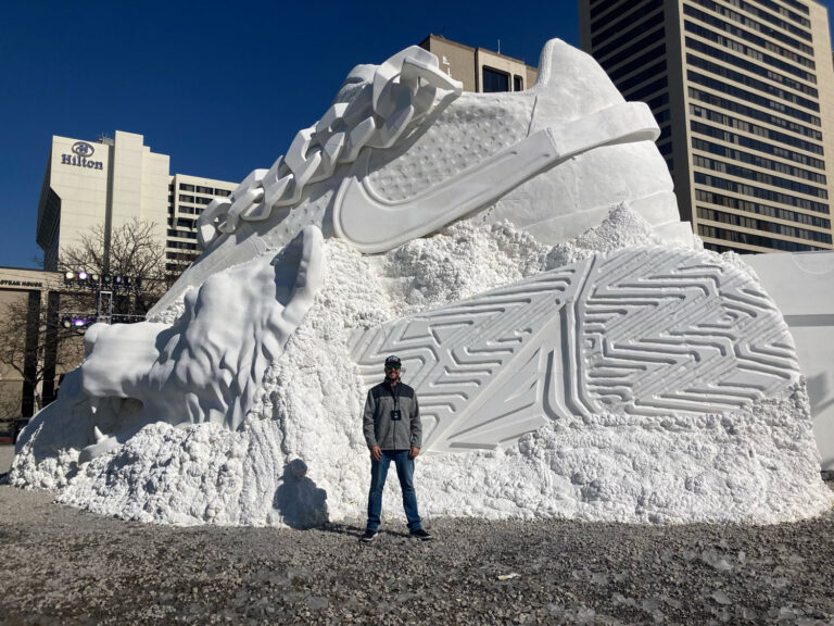 Nike Mt. 12skii Ja Morant shoe snow sculpture made of foam