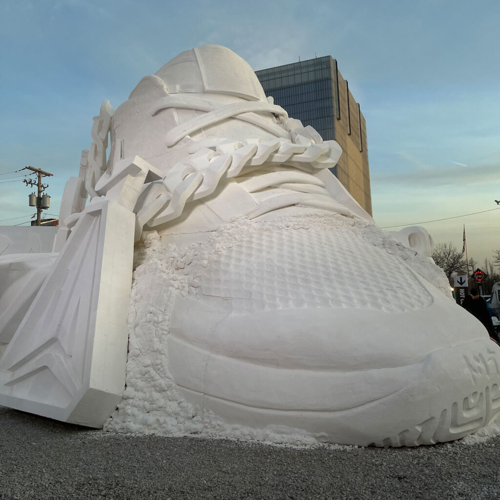 Nike Mt. 12skii Ja Morant shoe snow sculpture made of foam