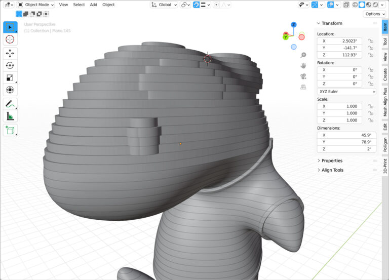 Orkie the Orca whale company mascot 3D digital model showing foam slice cuts