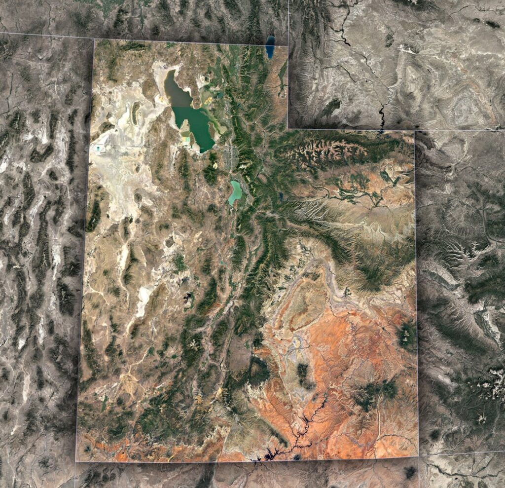 3D Topographic Map of Utah - WhiteClouds