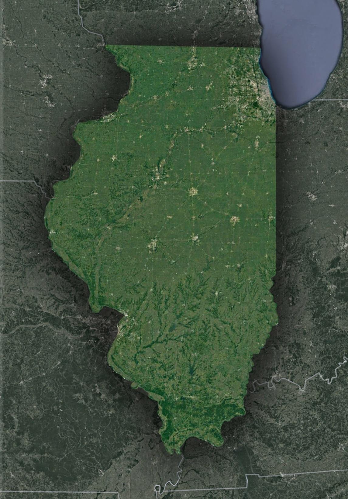 Satellite Map of Illinois - WhiteClouds
