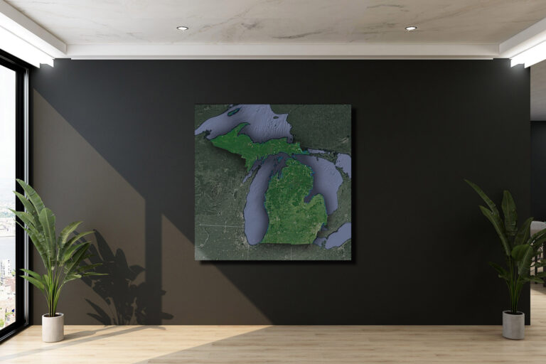 Satellite Map of Michigan - WhiteClouds