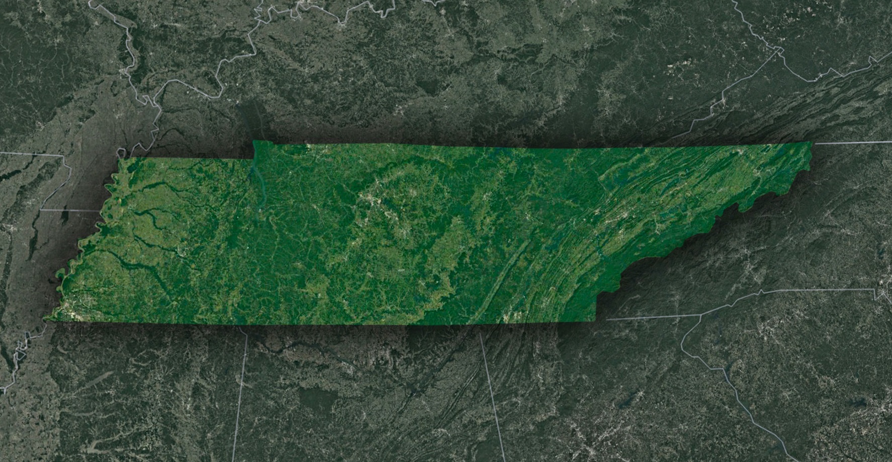 3D Topographic Map of Tennessee - WhiteClouds