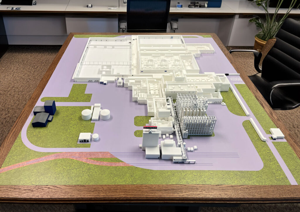 An industrial dog food plant architectural diorama