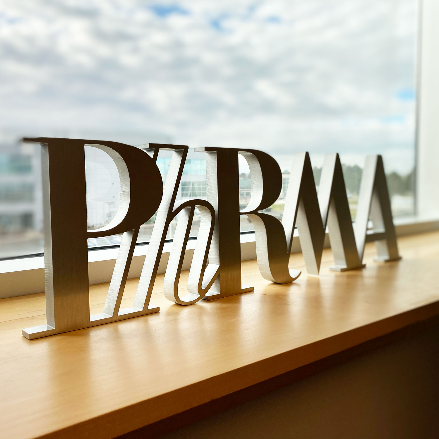 Metal Alphabet Letters-Brushed Aluminum-Pharma