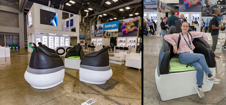 OOFOS shoe chairs for events