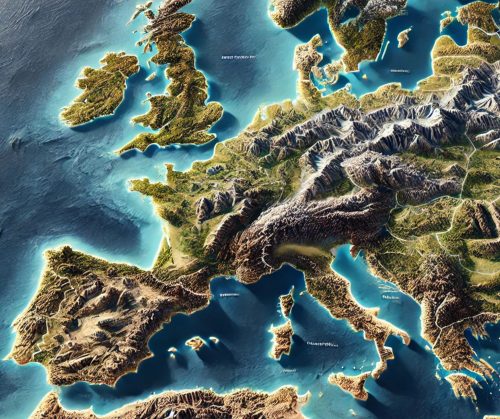 Europe Topo Map - WhiteClouds